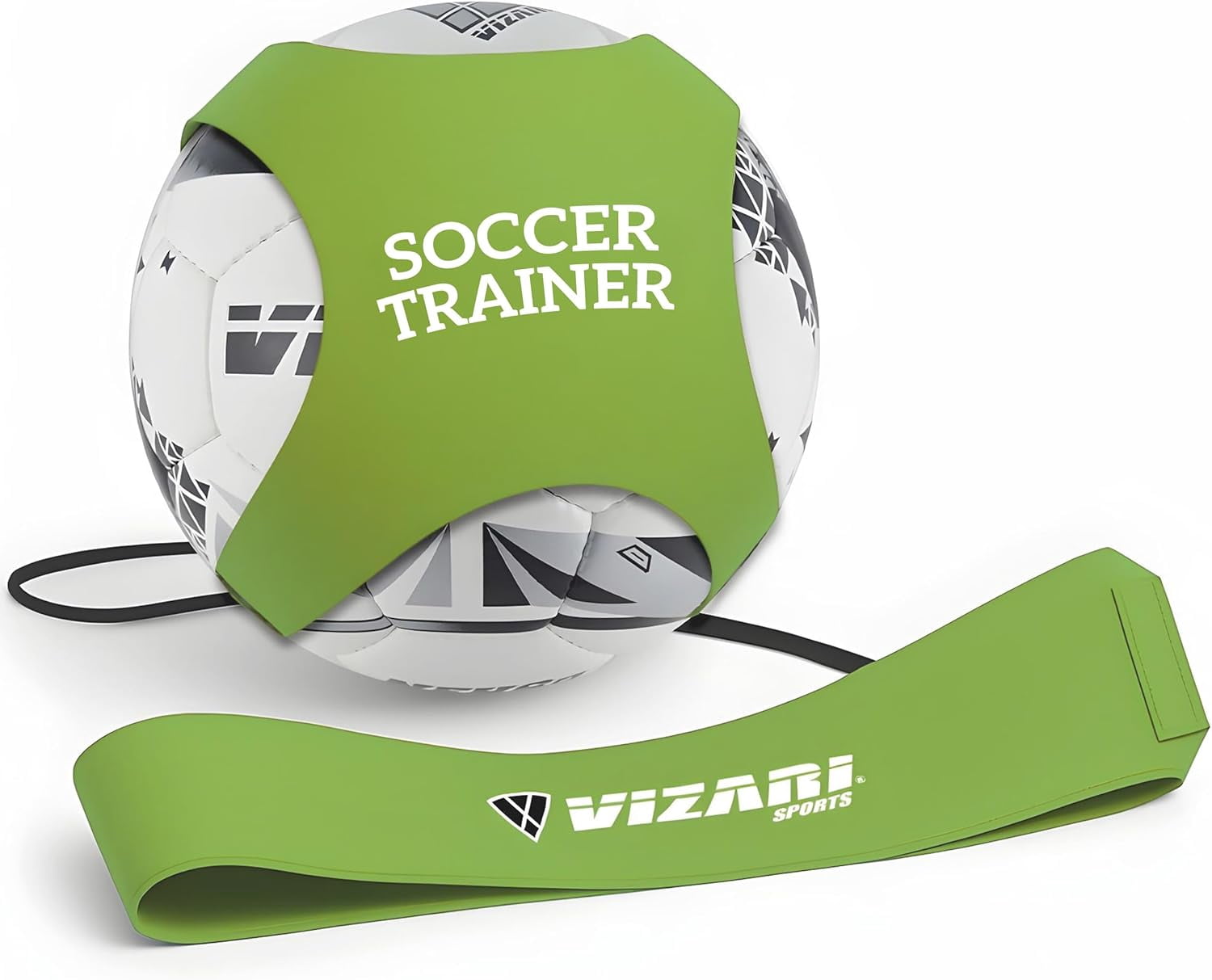 Vizari Soccer Trainer Belt - Solo Training for Youth & Adult - Soccer Kick Trainer for Ball Sizes 3, 4, 5 | Ideal for Volleyball, Rugby, Football (Ball Not Included) (Lime Green)
