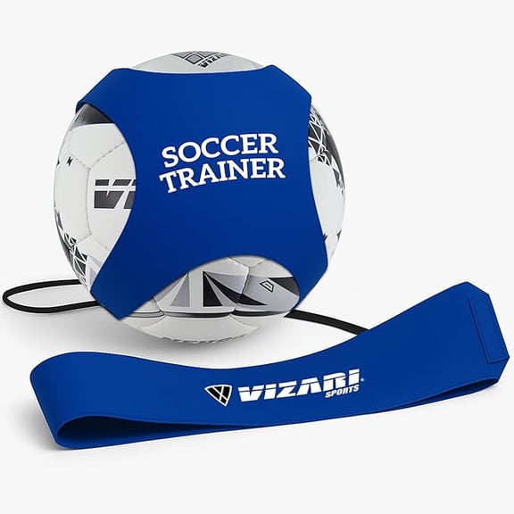 Vizari Soccer Trainer Belt - Solo Training for Youth & Adult - Soccer Kick Trainer for Ball Sizes 3, 4, 5 | Ideal for Volleyball, Rugby, Football (Ball Not Included) (Royal Blue)