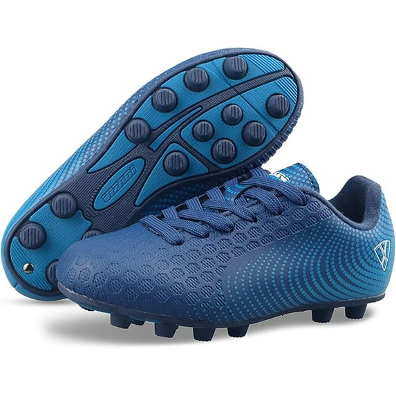 Vizari USA Stealth Firm Ground Soccer Cleats for Kids – Durable, Lightweight Athletic Shoes for Boys and Girls, Navy/Sky, 8.5
