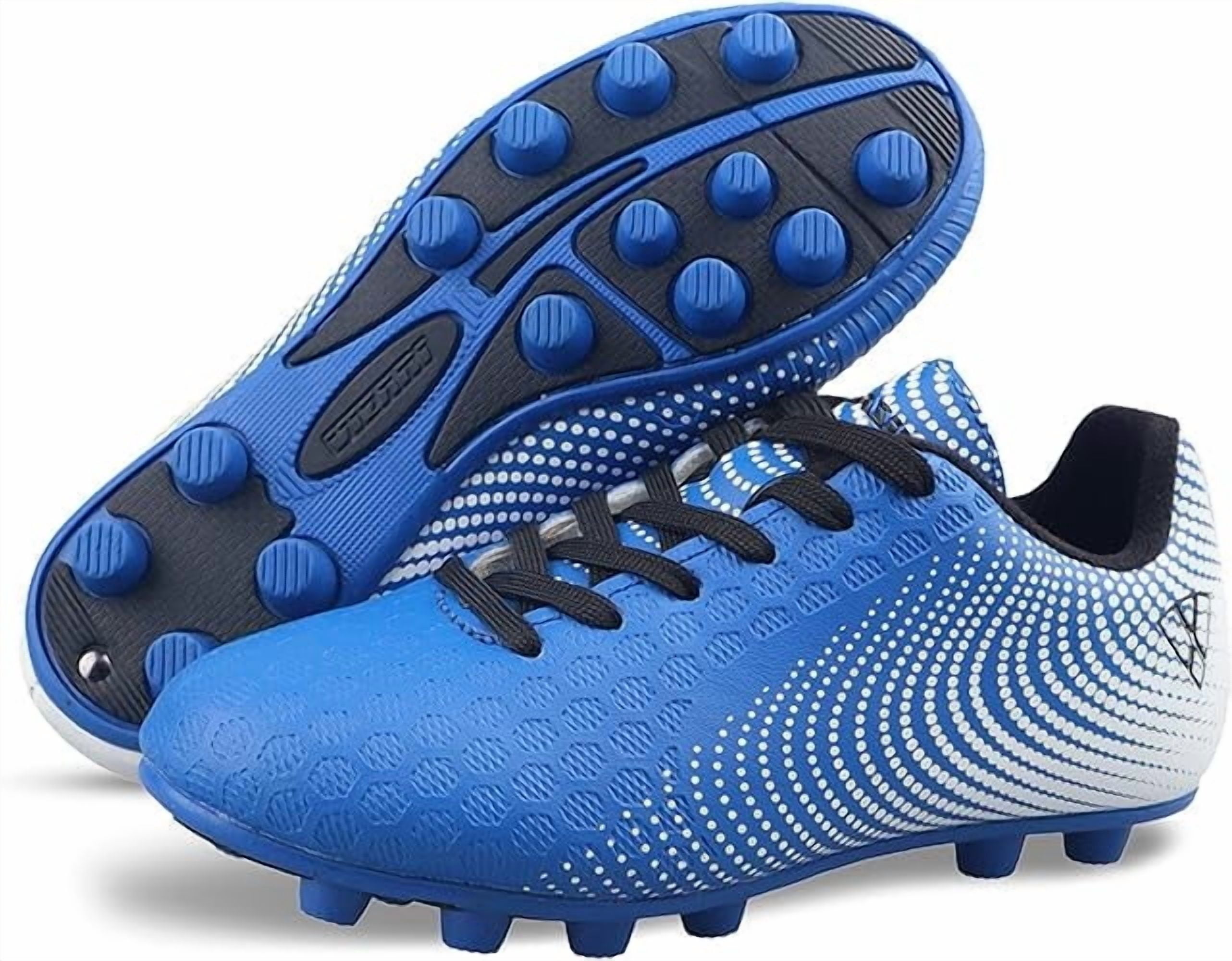 Vizari USA Stealth Firm Ground Soccer Cleats for Kids – Durable, Lightweight Athletic Shoes for Boys and Girls, Blue/White, 2