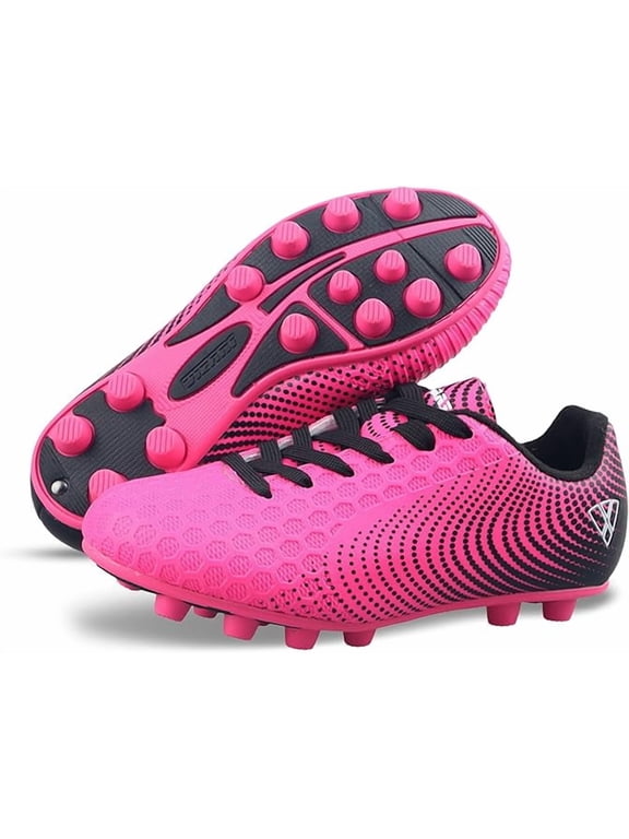 USA Stealth Firm Ground Soccer Cleats for Kids – Durable, Lightweight Athletic Shoes for Boys and Girls, Pink/Black, 3