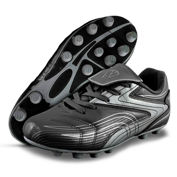 Vizari Youth Firm Ground Soccer Cleats – Comfortable, Durable Outdoor Soccer Shoes for Boys and Girls, Black, 5.5