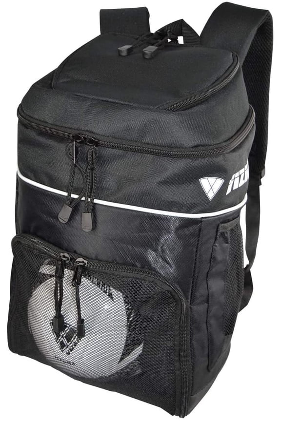 Titan Soccer Backpack With Ball Compartment and Vented Ball Pocket and Mesh Side Cargo Pockets for Adults and Teens(Black)