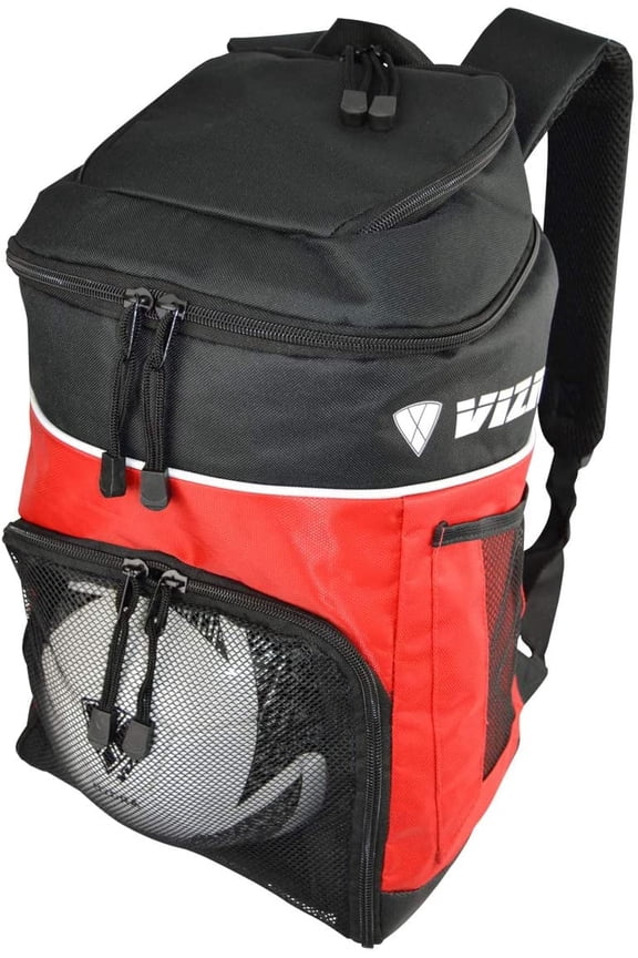 Titan Soccer Backpack With Ball Compartment and Vented Ball Pocket and Mesh Side Cargo Pockets for Adults and Teens(Red)