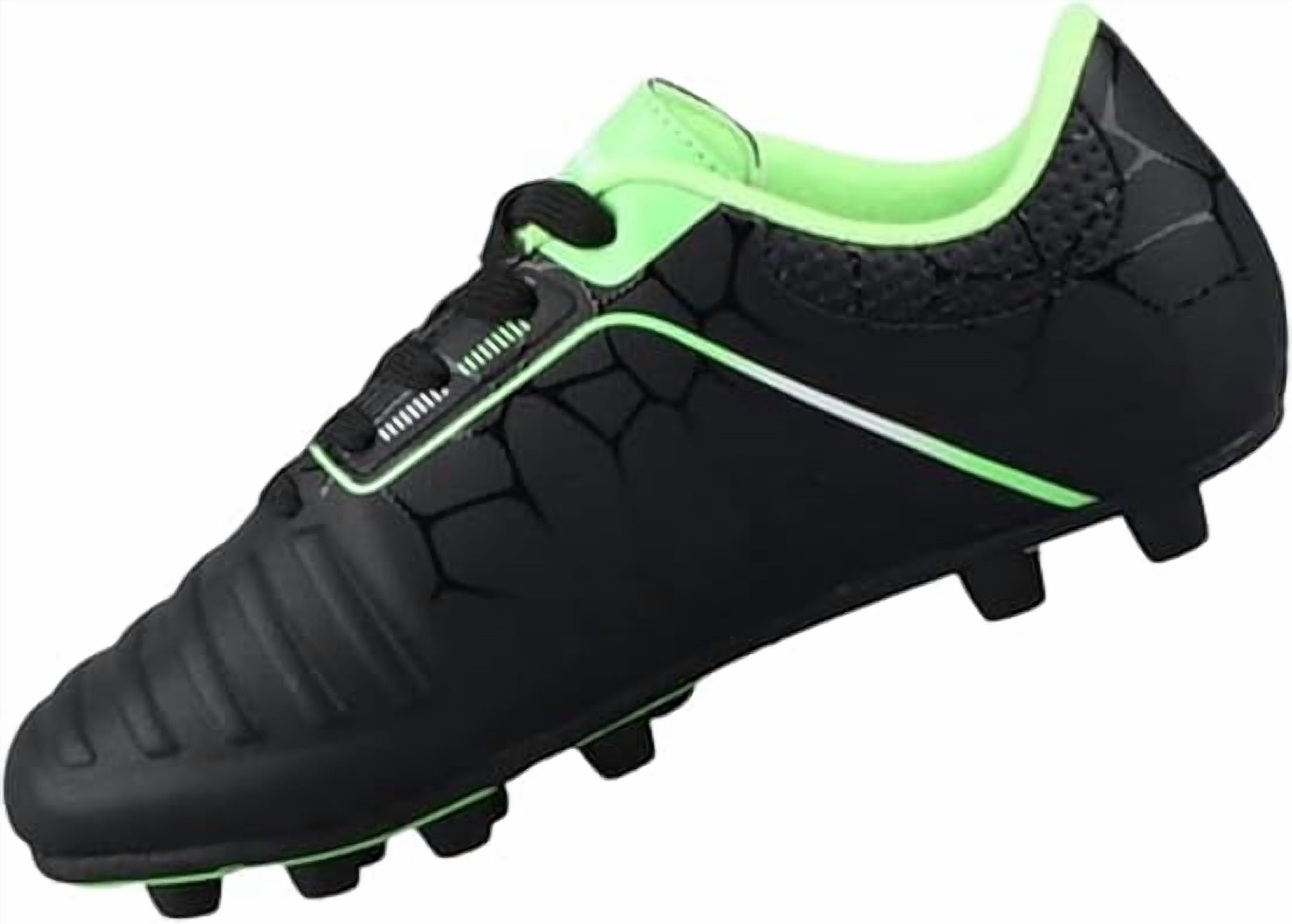 Vizari USA Catalina Firm Ground Soccer Cleats for Kids – Comfortable, Durable, and Traction-Ready Shoes for Boys and Girls - Black/Green, 3