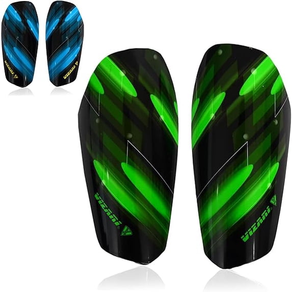 Vizari Unisex Slip-In Soccer Shin Guards for Adults and Youth | Lightweight Protective Gear for Big Kids and Teens - Green/Black, S