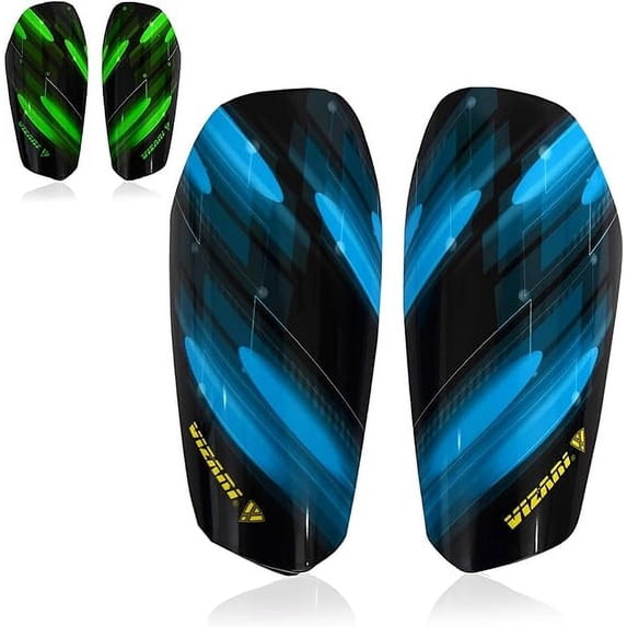Vizari Unisex Slip-In Soccer Shin Guards for Adults and Youth | Lightweight Protective Gear for Big Kids and Teens - Sky/Black, L