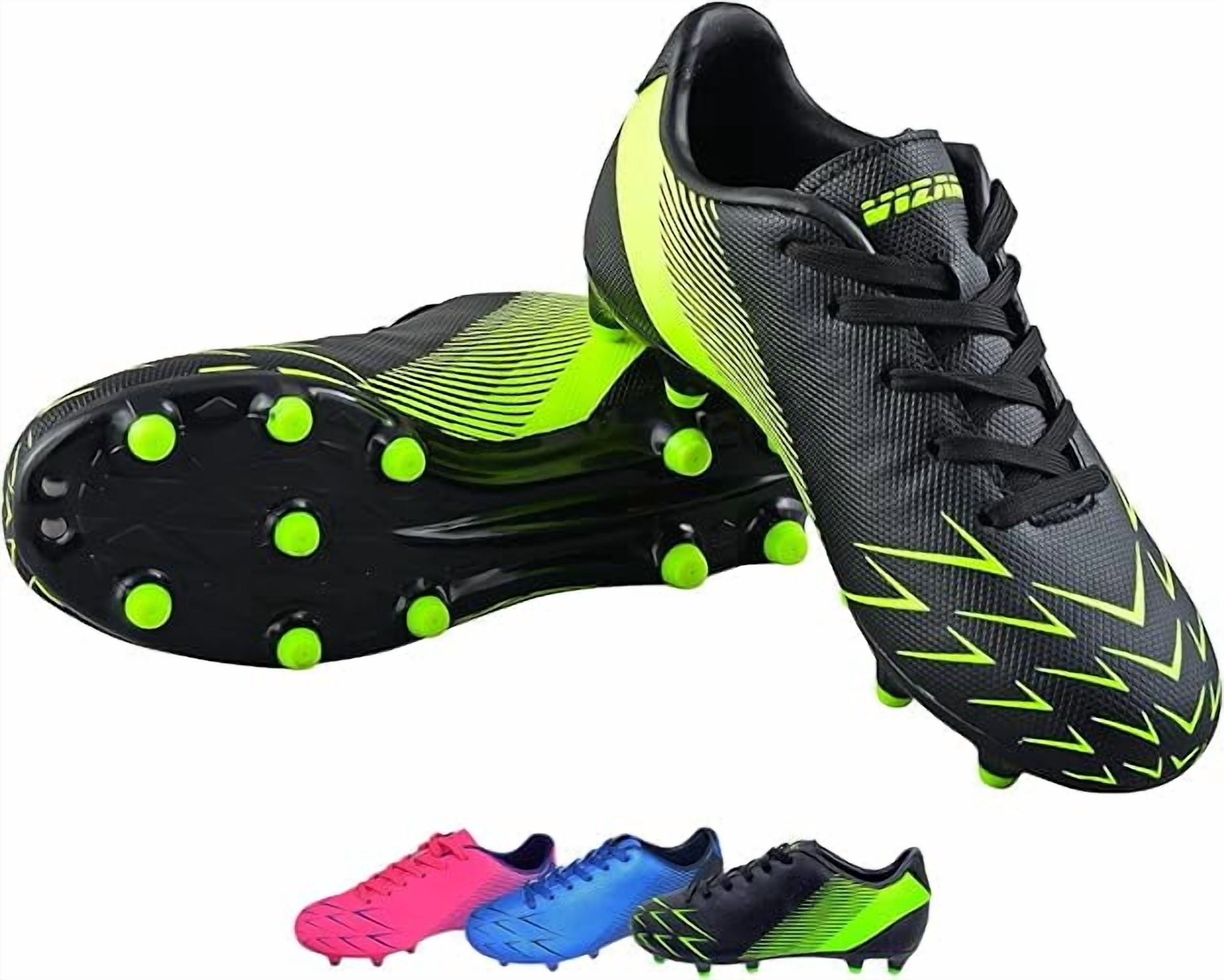 Vizari Ranger Firm Ground Soccer Cleats for Kids – Durable, Comfortable, and Lightweight Soccer Shoes for Toddlers, Little Kids, and Big Kids, Black/Neon Green, 2.5