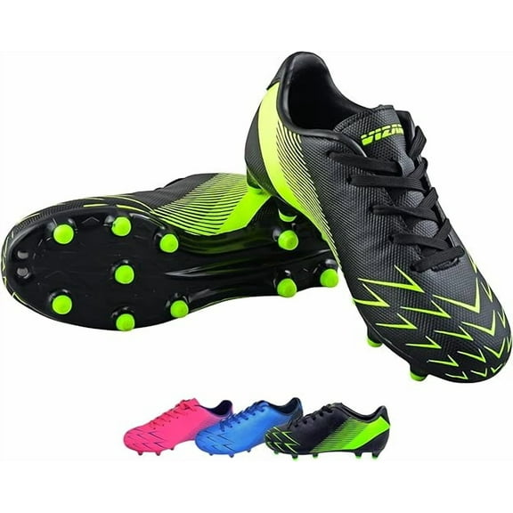 Vizari Ranger Firm Ground Soccer Cleats for Kids – Durable, Comfortable, and Lightweight Soccer Shoes for Toddlers, Little Kids, and Big Kids, Black/Neon Green, 3.5
