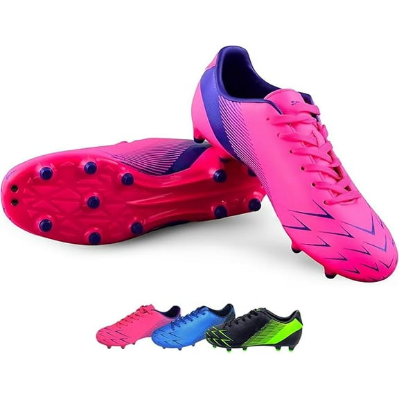 Vizari Ranger Firm Ground Soccer Cleats for Kids – Durable, Comfortable, and Lightweight Soccer Shoes for Toddlers, Little Kids, and Big Kids, Pink/Purple, 13.5