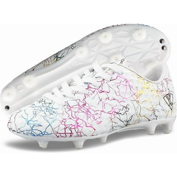 Vizari Zodiac Firm Ground Soccer Cleats for Kids – Durable, Lightweight Soccer Shoes for Boys and Girls, White, 8.5