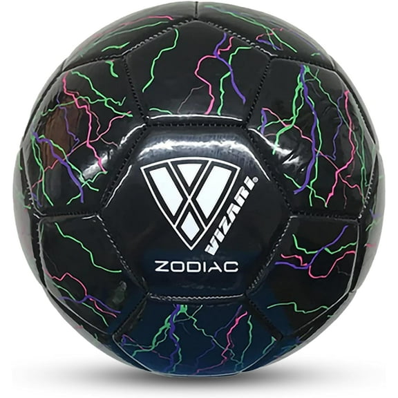 Vizari Zodiac Soccer Ball | Sizes 3, 4, 5 | Durable Waterproof Synthetic Leather | For Youth & Adults - BLACK, 3