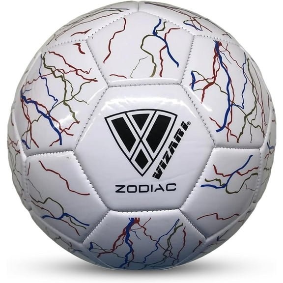Vizari Zodiac Soccer Ball | Sizes 3, 4, 5 | Durable Waterproof Synthetic Leather | For Youth & Adults - WHITE, 4