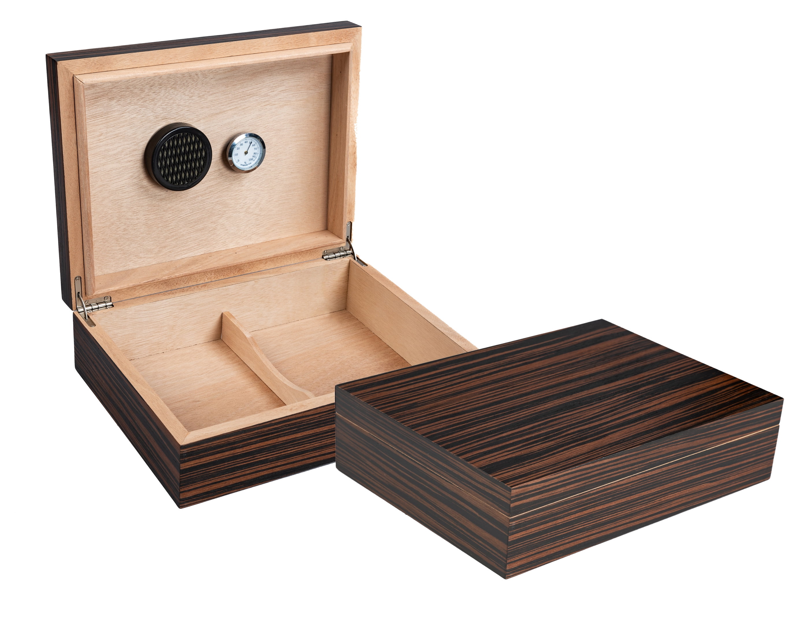 Vizcaya Low Profile Desktop Cigar Humidor - Exotic Ebony Finish - Capacity: 25 to 50