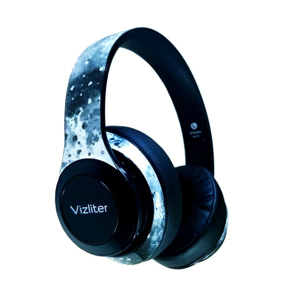 Vizliter Bluetooth Headphones TWS Deep Bass Wireless 5.0 with Built-in Mic LED Lights Noise Cancelling Camouflage Aura