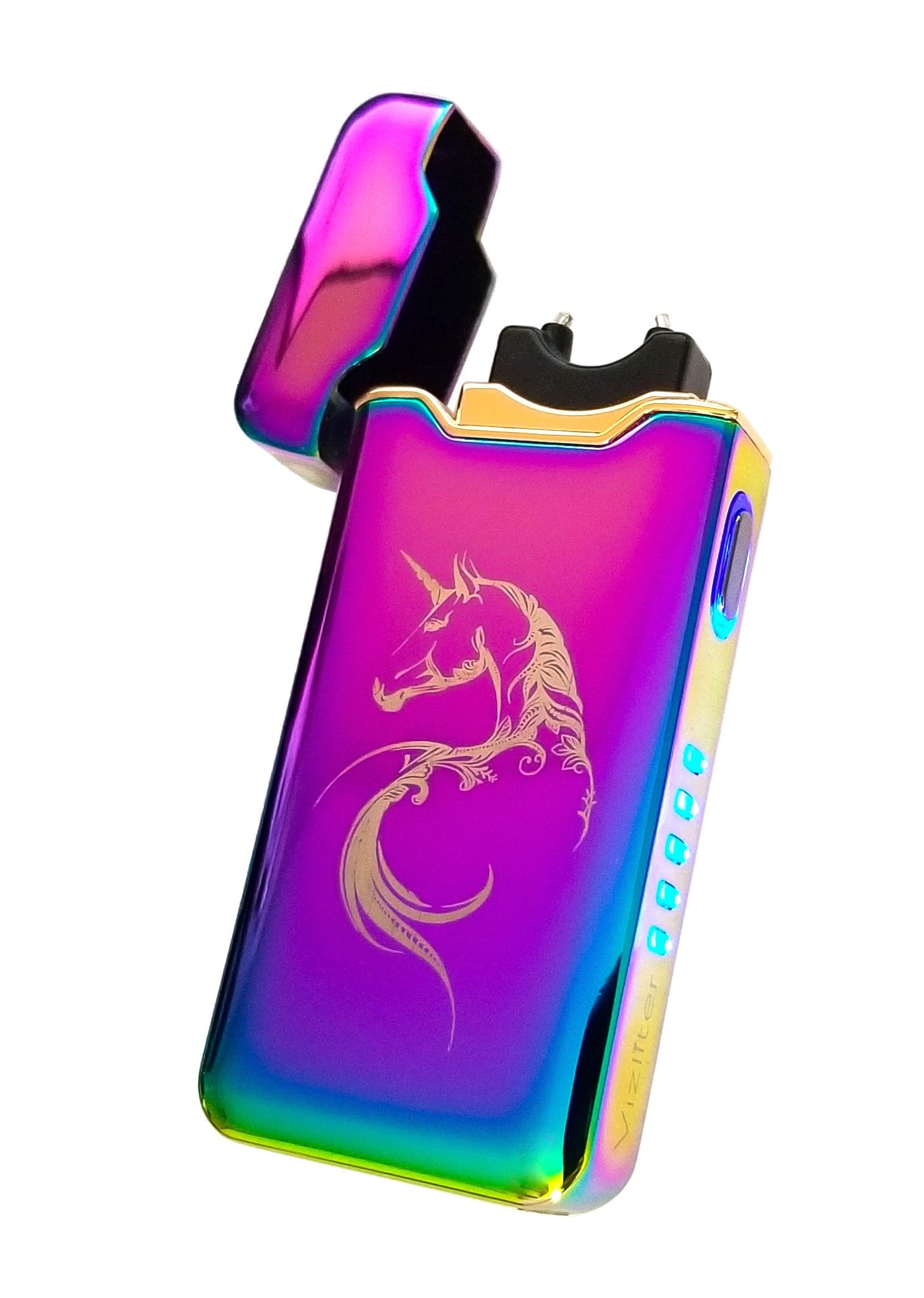 Vizliter Electronic Super Arc Lighter, Electric Lighter Rechargeable Flameless Elegant Slick Design Windproof and Splashproof Rainbow Unicorn
