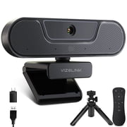 Vizolink 4K /25FPS Webcam for PC, Noise-Cancelling Mics and Speaker, Zoom Remote, Privacy Cover, Tripod, Autofocus, 112 FOV, for Video Call and Conference