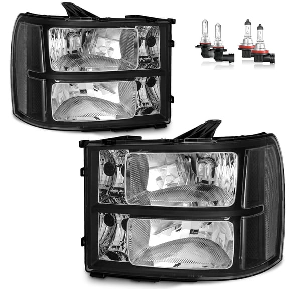 Vizotae Headlights for 2007-2013 GMC Sierra 1500/2007-2014 Sierra 2500 HD 3500 HD Headlamp Replacement, High/Low Beam W/Bulbs, Driver & Passenger Side
