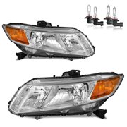 Vizotae Headlights Assembly for 2012-2015 Honda Civic 4Dr Sedan, for 2012-2013 Honda Civic 2Dr Coupe, High/Low Beam W/Bulbs, Driver & Passenger Side