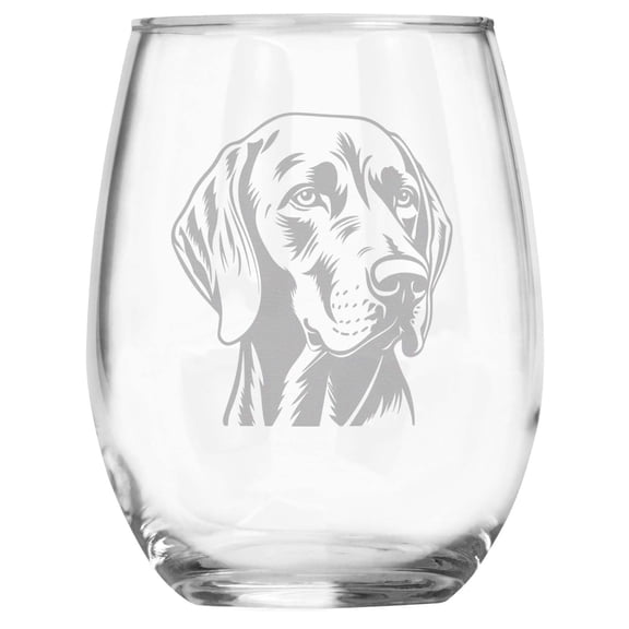 Vizsla Breed Themed Engraved Stemless Wine Glass, Unique Pet Gift for Vizsla Mom/Dad, Dog Lover Gifts for Her/Him