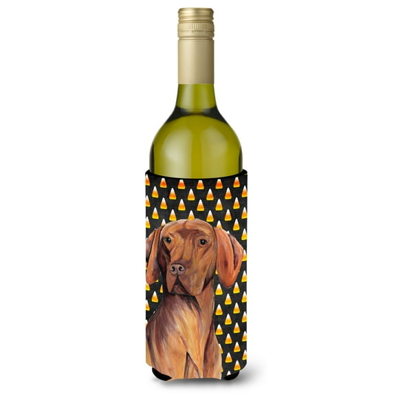 Vizsla Candy Corn Halloween Portrait Wine Bottle Hugger