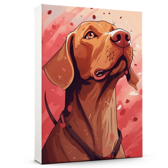 Vizsla Dog Wall Art Prints, Funny Dog Canvas Wall Art, Cute Dog Art Canvas, Cute Puppy Art Painting for Pet Lovers Kid Bedroom Pet Room decor ( Valentine Gift For Her)