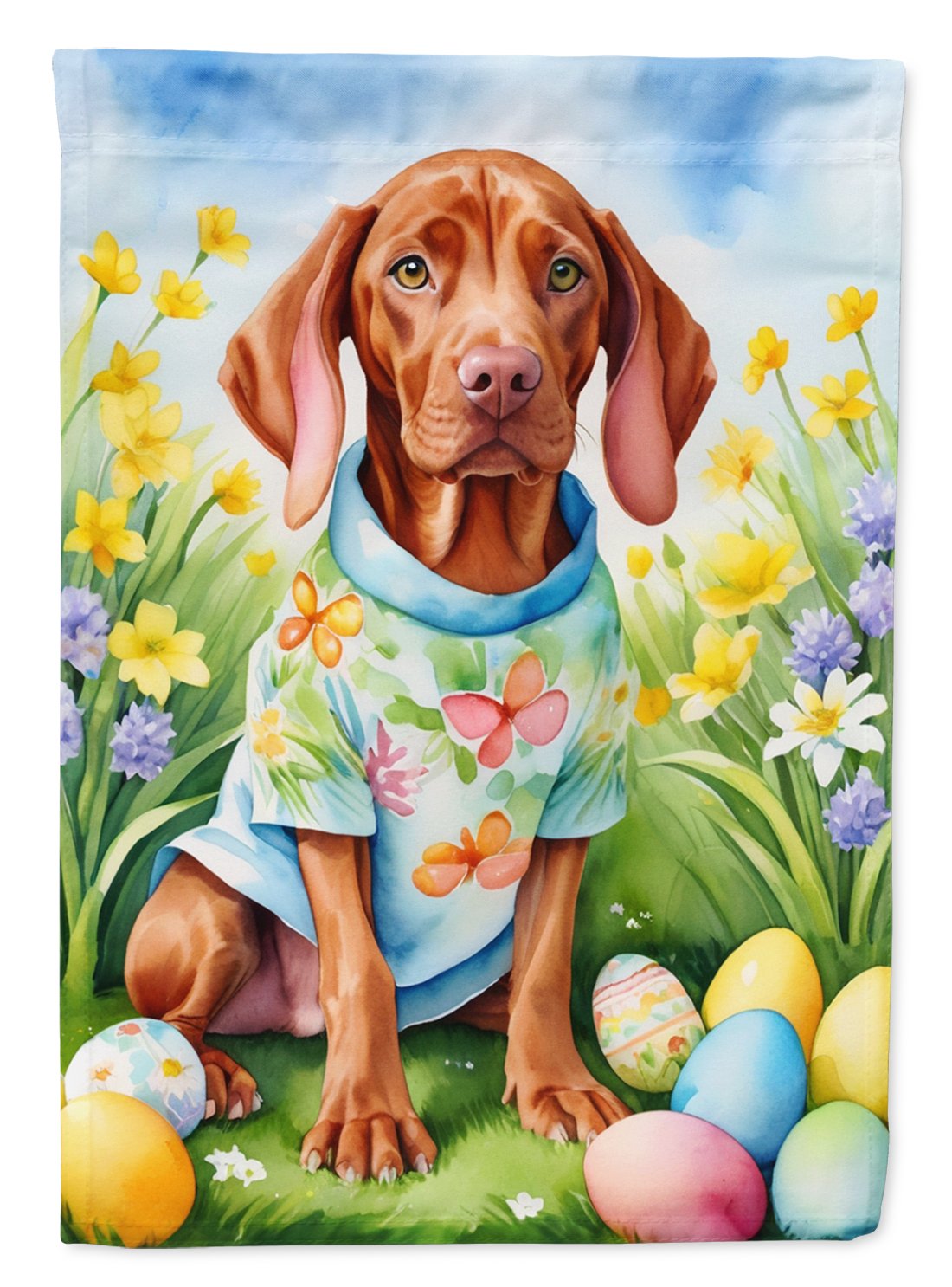 Vizsla Easter Egg Hunt House Flag 28 in x 40 in