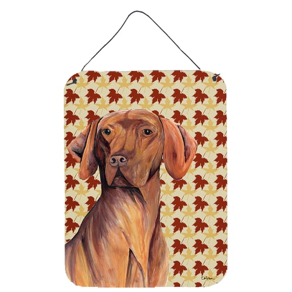 Vizsla Fall Leaves Portrait Aluminium Metal Wall or Door Hanging Prints