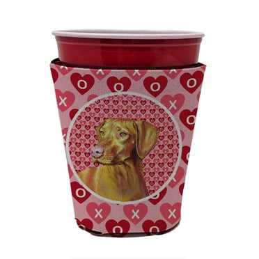 Vizsla Hearts Love and Valentines Day Red Cup Hugger
