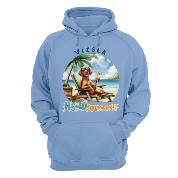 Vizsla Hello Summer Beach Theme with Sunglasses and Tropical Cocktail Hoodie Unisex Merch Hoodies Vizslas Dog Lover Gifts Idea - 00009