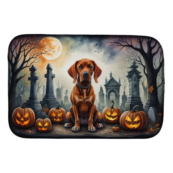 Vizsla Spooky Halloween Dish Drying Mat Absorbent Dish Drying Mat Pad for Kitchen Counter Dish Drainer Mat for Countertop, 14 x 21", Multicolor