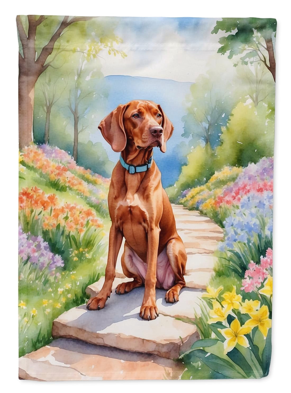 Vizsla Spring Path House Flag 28 in x 40 in