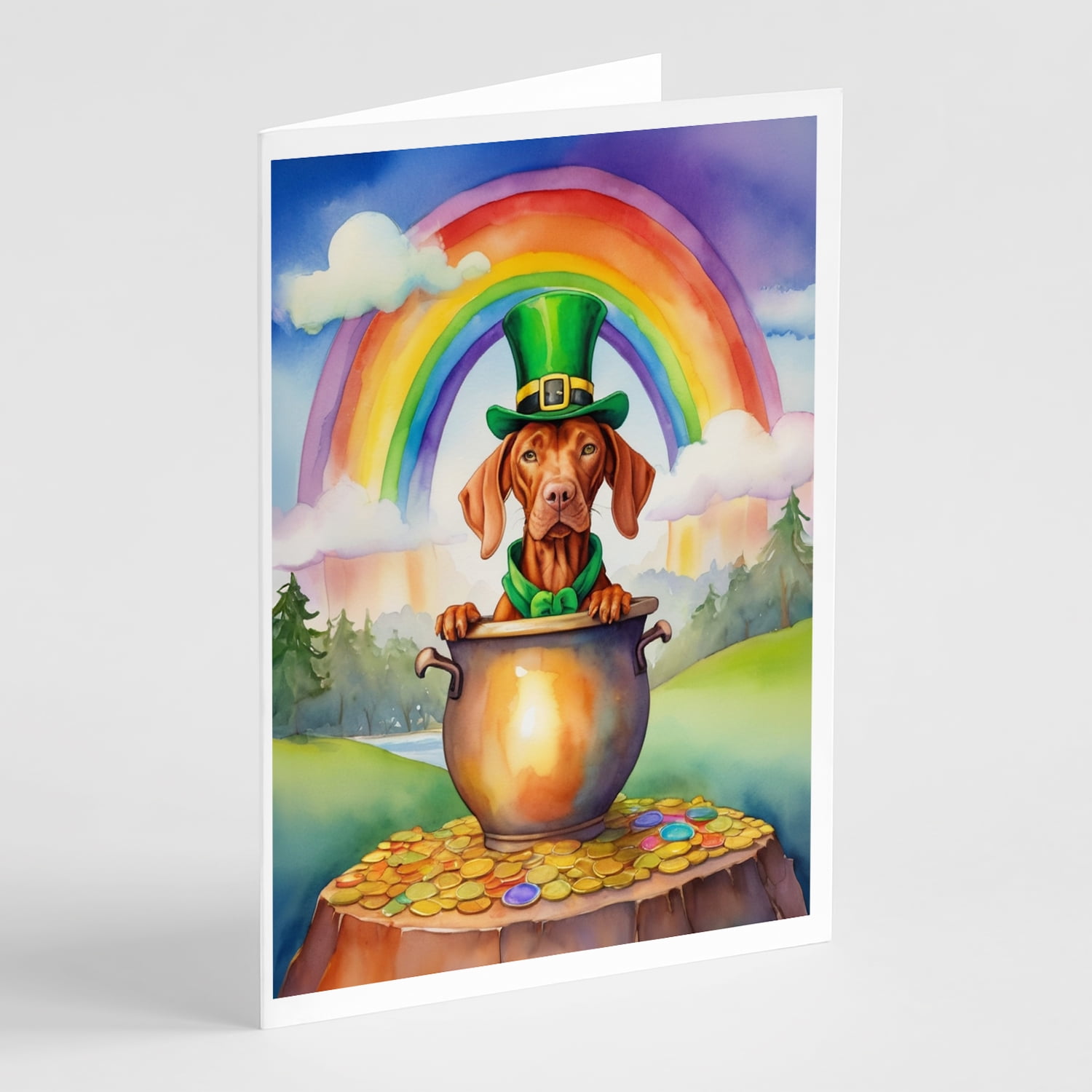 Vizsla St Patrick's Day Greeting Cards Pack of 8 7 in x 5 in