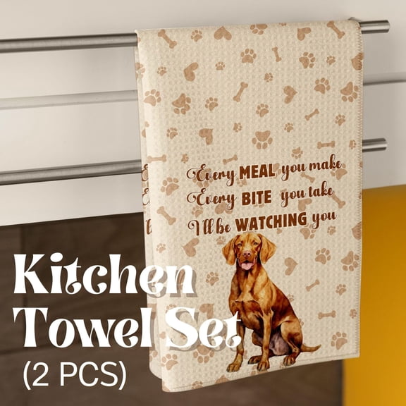 Vizsla Themed Kitchen Towel Set, 16x24 in Microfiber Dish Towel, 2 Pack