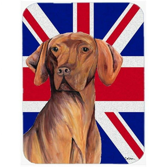 Vizsla With English Union Jack British Flag Glass Cutting Board - Large