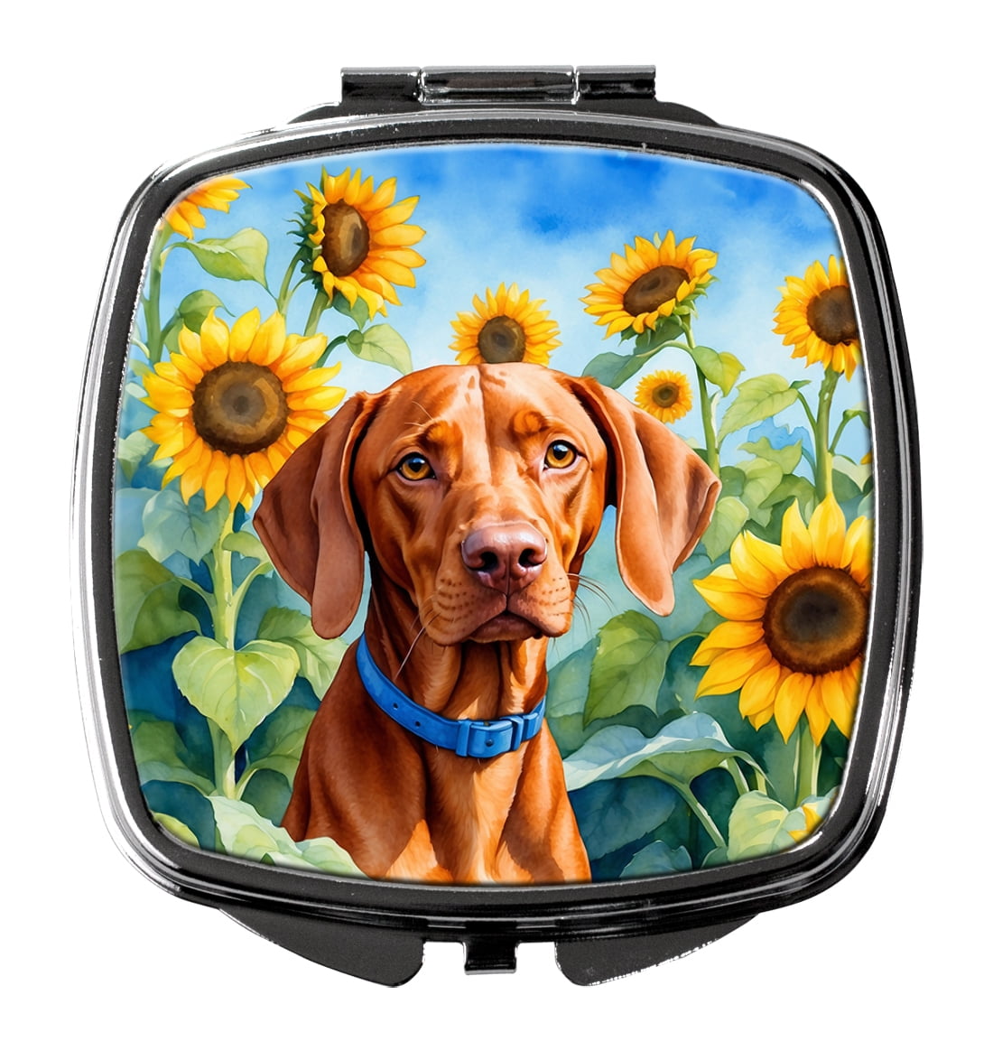 Vizsla in Sunflowers Compact Mirror 2.75 in x 3 in