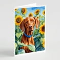 thumbnail image 1 of Vizsla in Sunflowers Greeting Cards Pack of 8 7 in x 5 in, 1 of 3