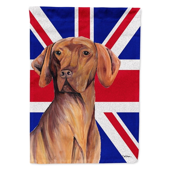 Vizsla with English Union Jack British Flag Flag Canvas House Size