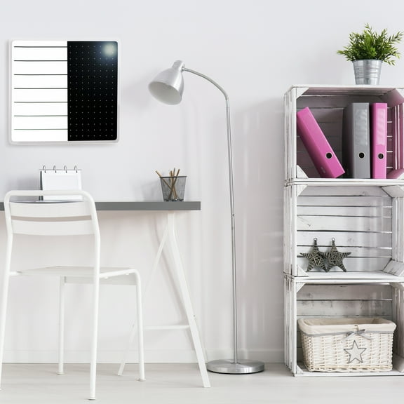 Viztex Glacier White & Black Plan & Grid Glass Dry Erase Board - 14" x 14"