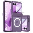 thumbnail image 1 of Vizvera for Motorola Razr 2026/2025/2024 Phone Case,with Magnetic Power[Screen Protector][Hinge Protection] Translucent Matte Shockproof Case-Purple, 1 of 11