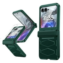 Vizvera for Motorola Razr 50/Razr 60 Case with Hinge Cover,Built-in Screen Protector Shockproof All-Inclusive Smartphone Cover Wireless Charging for Motorola Razr 2024/Razr 2025-Green