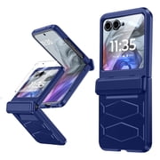 Vizvera for Motorola Motorola Razr 2024/Razr 2025//Razr 2026 Case with Hinge Cover,Built-in Screen Protector Shockproof All-Inclusive Smartphone Wireless Charging Cover-Blue