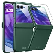 Vizvera for Motorola Razr Ultra 2024/Razr+ 2025/Razr+ 2026 Phone Case,with Hinge Protection,Screen Protector, Rugged Anti-Scratch Shockproof Case-Green