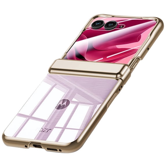 Vizvera for Motorola Razr Ultra 2026/Razr Ultra 2025 Phone Case,With Hinge Protection,Skin Feel Translucent Frosted,Wireless Charging-Gold