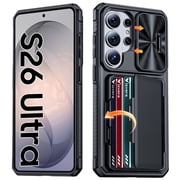 Vizvera for Samsung Galaxy S26 Ultra Case Wallet with RFID [Cards Holder][Camera Cover][Edge Raised] Shockproof Silicone Protective Phone Case-Black