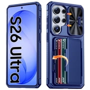 Vizvera for Samsung Galaxy S26 Ultra Case Wallet with RFID [Cards Holder][Camera Cover][Edge Raised] Shockproof Silicone Protective Phone Case-Blue