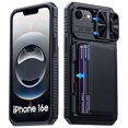 thumbnail image 1 of Vizvera for iPhone 16 E Case Wallet RFlD [Cards Holder][Camera Control][Camera Cover] Full Body Rugged Shockproof Silicone Protective Phone Case for iPhone 16 E-Black, 1 of 10
