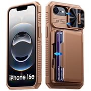 Vizvera for iPhone 16e/iPhone 17e Case Wallet RFlD [Cards Holder][Camera Control][Camera Cover] Full Body Rugged Shockproof Silicone Protective Phone Case-Gold