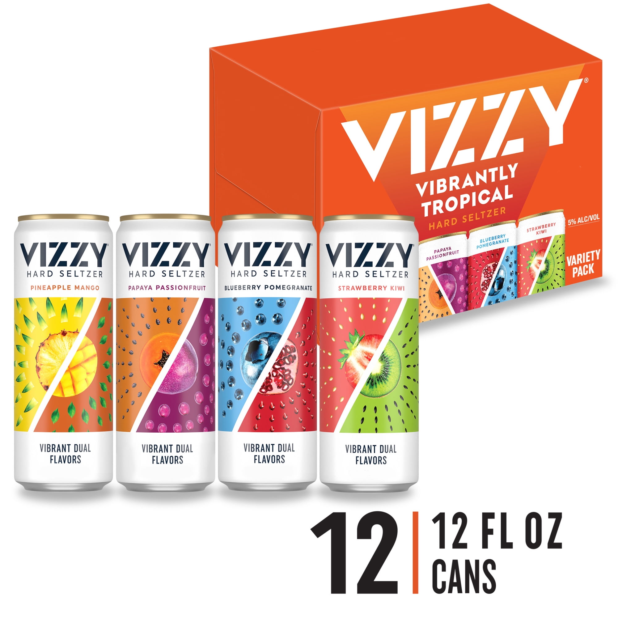 Vizzy Tropical Variety Pack Hard Seltzer, 12 Pack, 12 fl oz Cans, 5