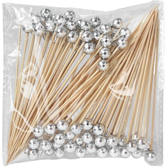 Vjnyvs 100pcs Disco Ball Cocktail Picks, 4.7 Inch Decorative Party Toothpicks